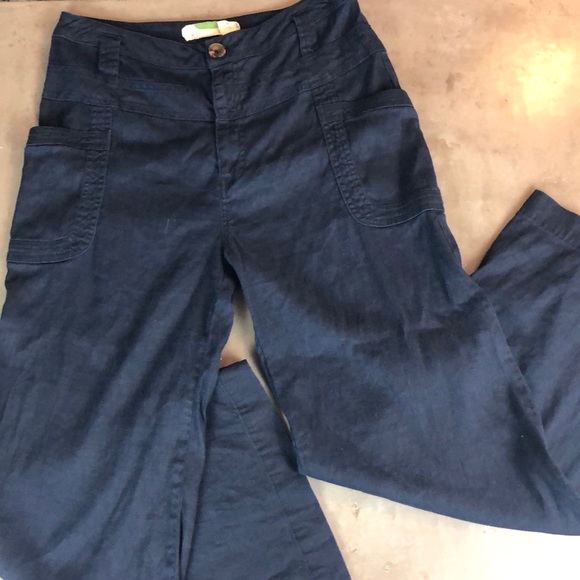 Anthropologie Pants - Anthropologie Wide Leg Navy Linen Pant
